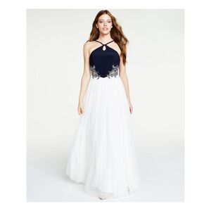 BLONDIE NITES Womens White Sleeveless Full-Length Formal Fit + Flare Dress 7